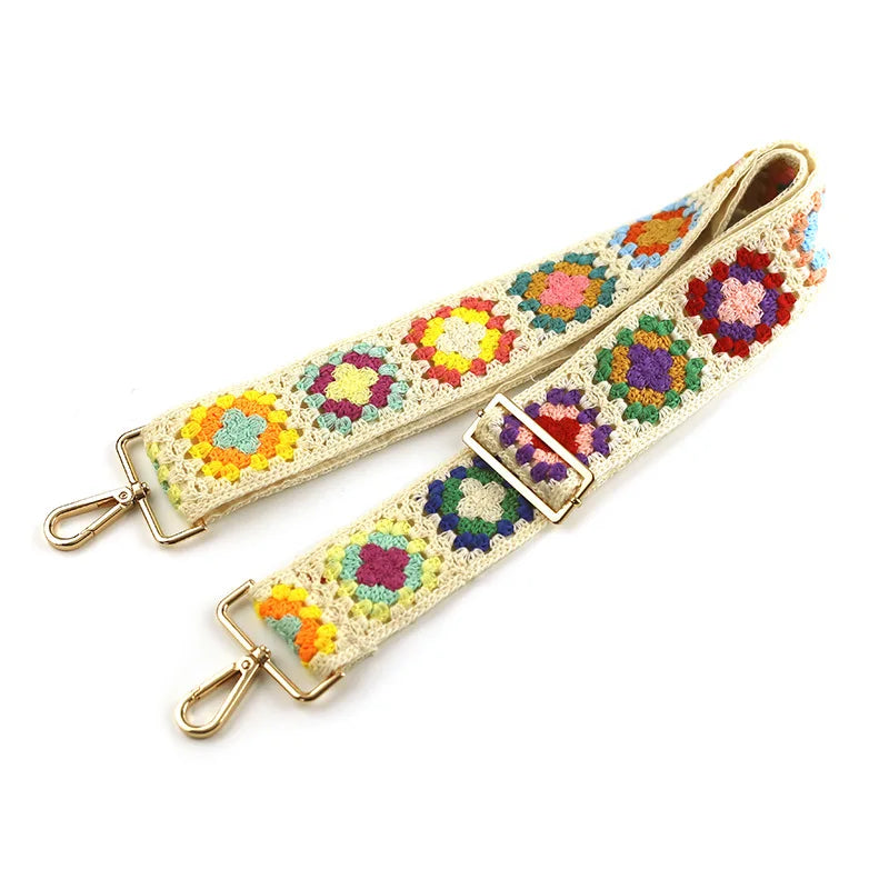 Crochet Flower Replacement 2inch Width Adjustable Purse Strap with ClipsCrossbody Straps for Crossbody Handbag Guitar