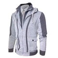 Spring and Autumn Hooded Long Sleeved Sweater Double Zipper Splicing Cardigan Men's Two Piece Jacket Jacket