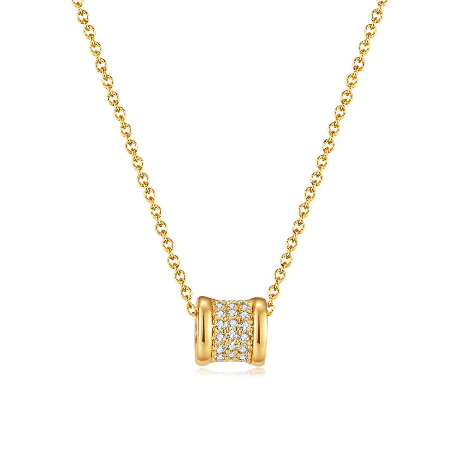 Real Gold Plated Geometric Zircon Chain Pendant Necklace for Women Girl Jewelry AAA Zircon Choker Necklace
