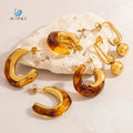 SUMMLY Trend Personalized Geometric 18K Gold Plated Stainless Steel Glass Non-fading Earrings Accessories Fashion Jewelry
