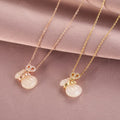 HOVANCI 2021 Luxury Jewelry Stainless Steel Necklace Chain Gold Plated Natural Jade Purse Pendant Necklace