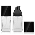 Wholesale 30ml Glass Liquid Foundation Make-Up Bottle with Black Square Pump Cap for Skin Care Serum Face Masks Shampoo