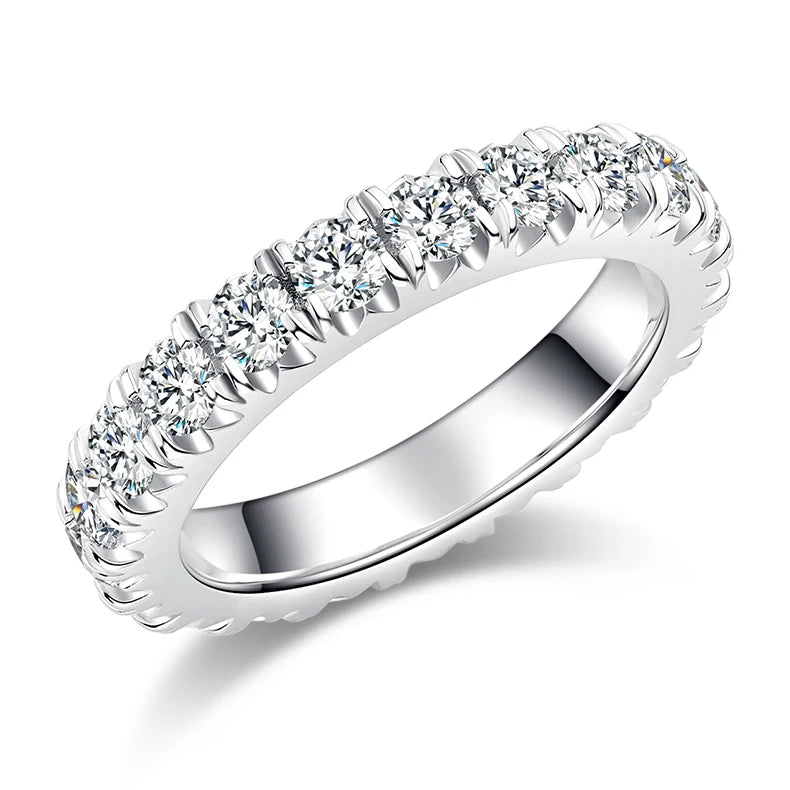 Wish Jewelry Women Moissanite Vvs Iced Ring Silver Hip Hop Simple Line 925 Sterling Silver Engagement Ring With Moissanite