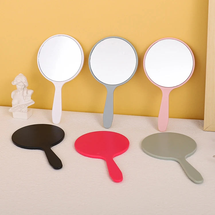 Zonyin Mini Handheld Custom logo Cosmetic Mirror Portable Plastic Pocket Round Hand Personalized Makeup Mirror for Travel Use