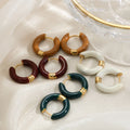 Waterproof Tarnish Free Hypoallergenic Jewelry 18k Gold Plated Stainless Steel Colorful Enamel Small Huggie Hoop Earrings