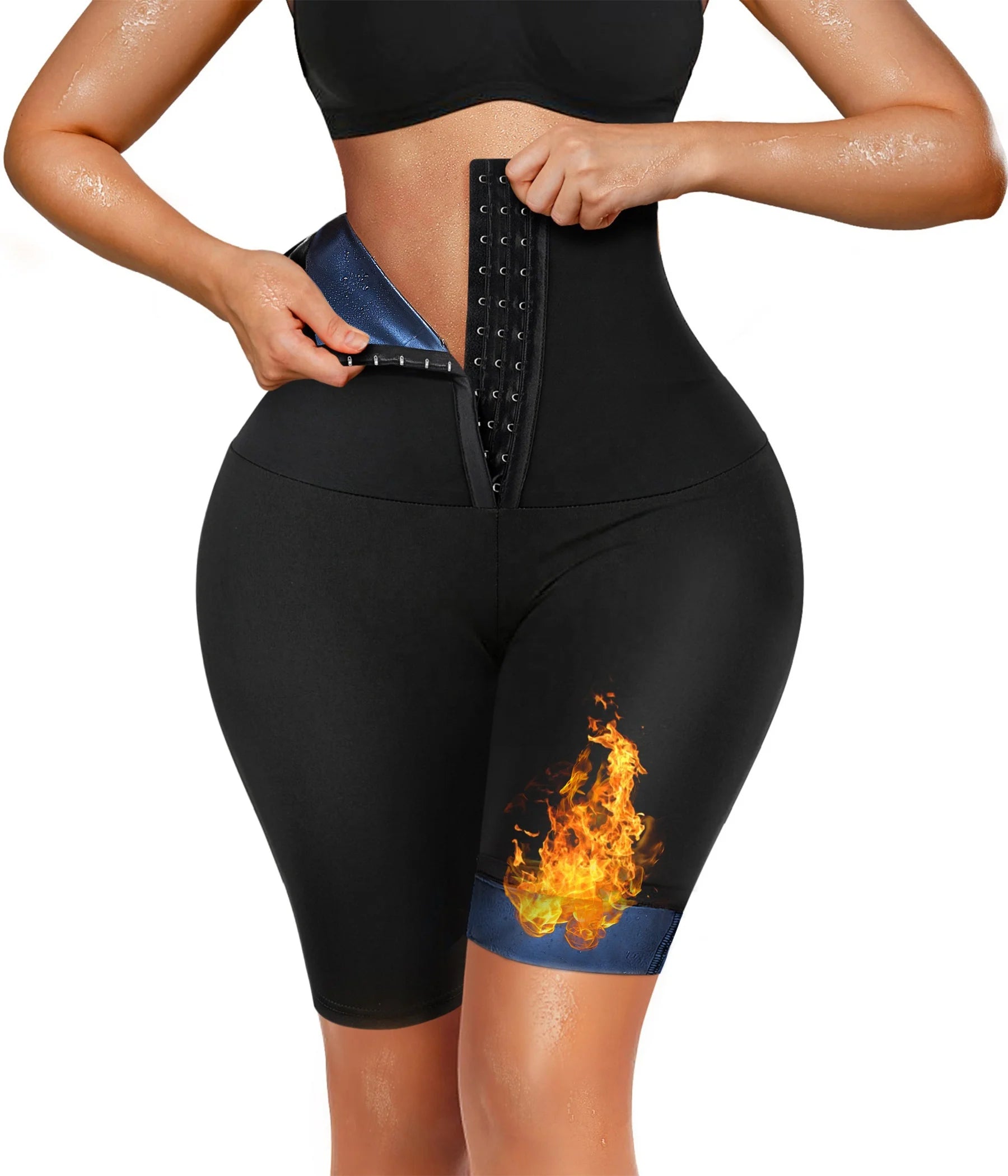 Sauna Sweat Shorts for Women High Waisted Thermo Waist Trainer Slimming Leggings Pants Body Shaper