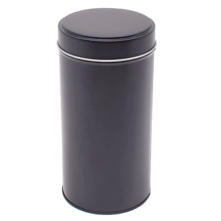Wholesale Reusable Empty Matte Black Round Metal Coffee Tea Tins Container/Box/Can for Loose Tea With Lid in Stock
