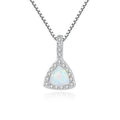 Simple Geometric Triangle Shape 925 Sterling Silver Natural Opal Pendant Necklace for Women