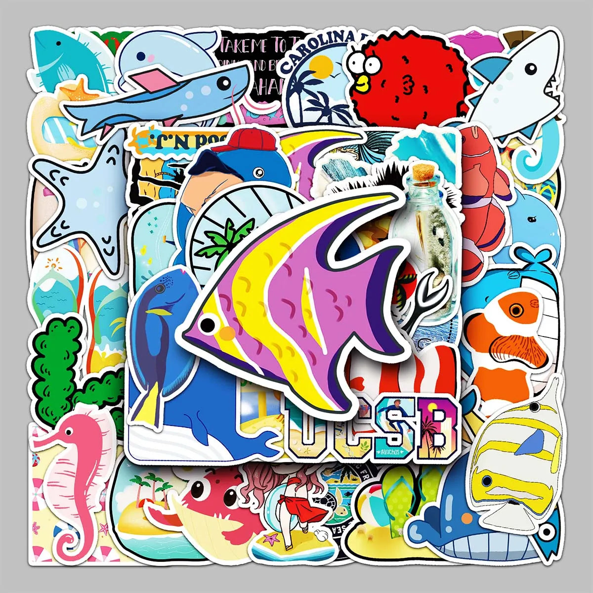 50PCS Hot Seller Fun Personality Decorative Graffiti Cute Ocean Series Stickers Ledger Suitcase Laptop Stickers