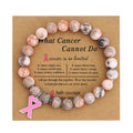 1PC/Card Natural Stone Beads Pink Ribbon Bracelets Courage Strength Cancer Awareness Bracelets Women Jewelry