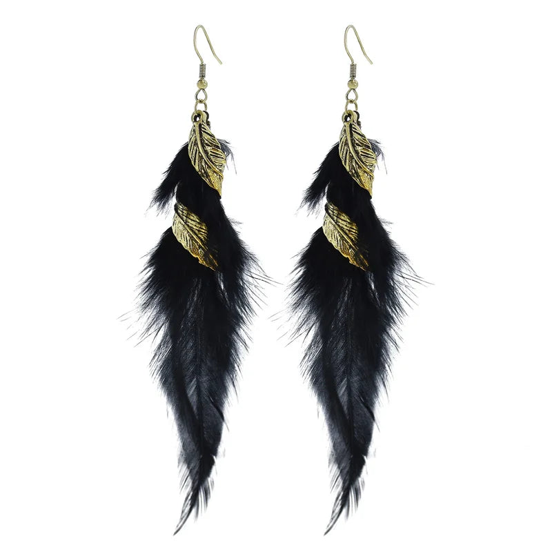 Xuancui Women Unique Design Vintage Boho Feather Earrings Dangle Designs