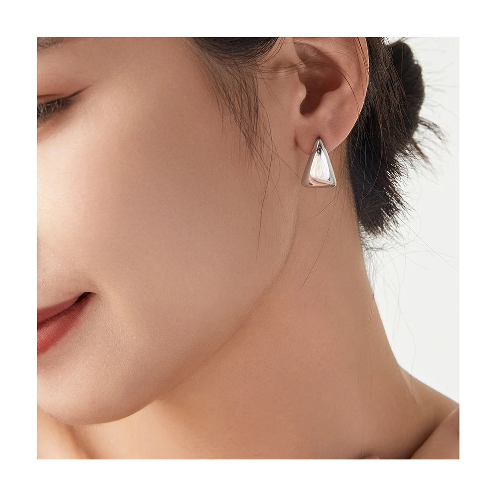 Simple Personalized Geometric Triangle Titanium Steel Stud Earrings Everyday Joker Jewelry for Women Non Tarnish