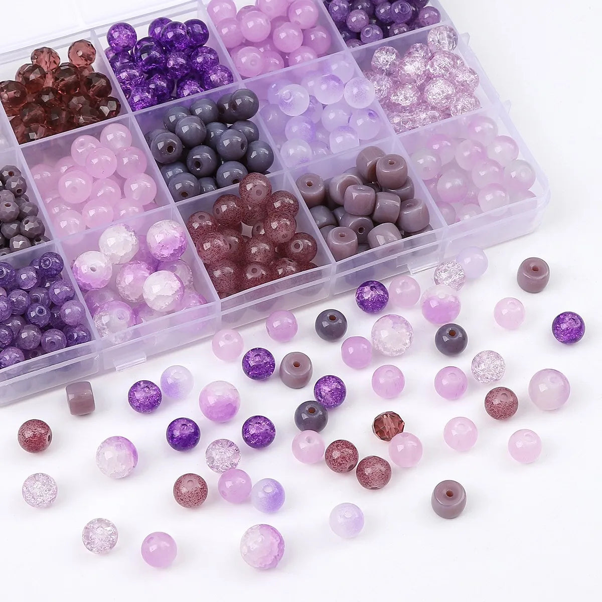 2023 New Purple Series Crystal Beads Jade Glass Glazed Round Beads Diy Handmade Loose Beads for Bracelet Necklace