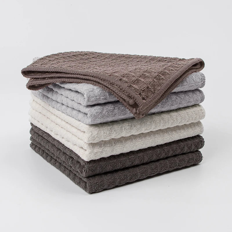 Custom 30*30cm Coffee Microfibre Waffle Grid Cleaning Towels Quick Drying Kitchen Bar Home Microfiber Waffle Cloths