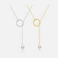 FUAMAY Dainty 18K Gold Plated 925 Sterling Silver Toggle Necklace Circle Solitaire Pearl Drop Necklace