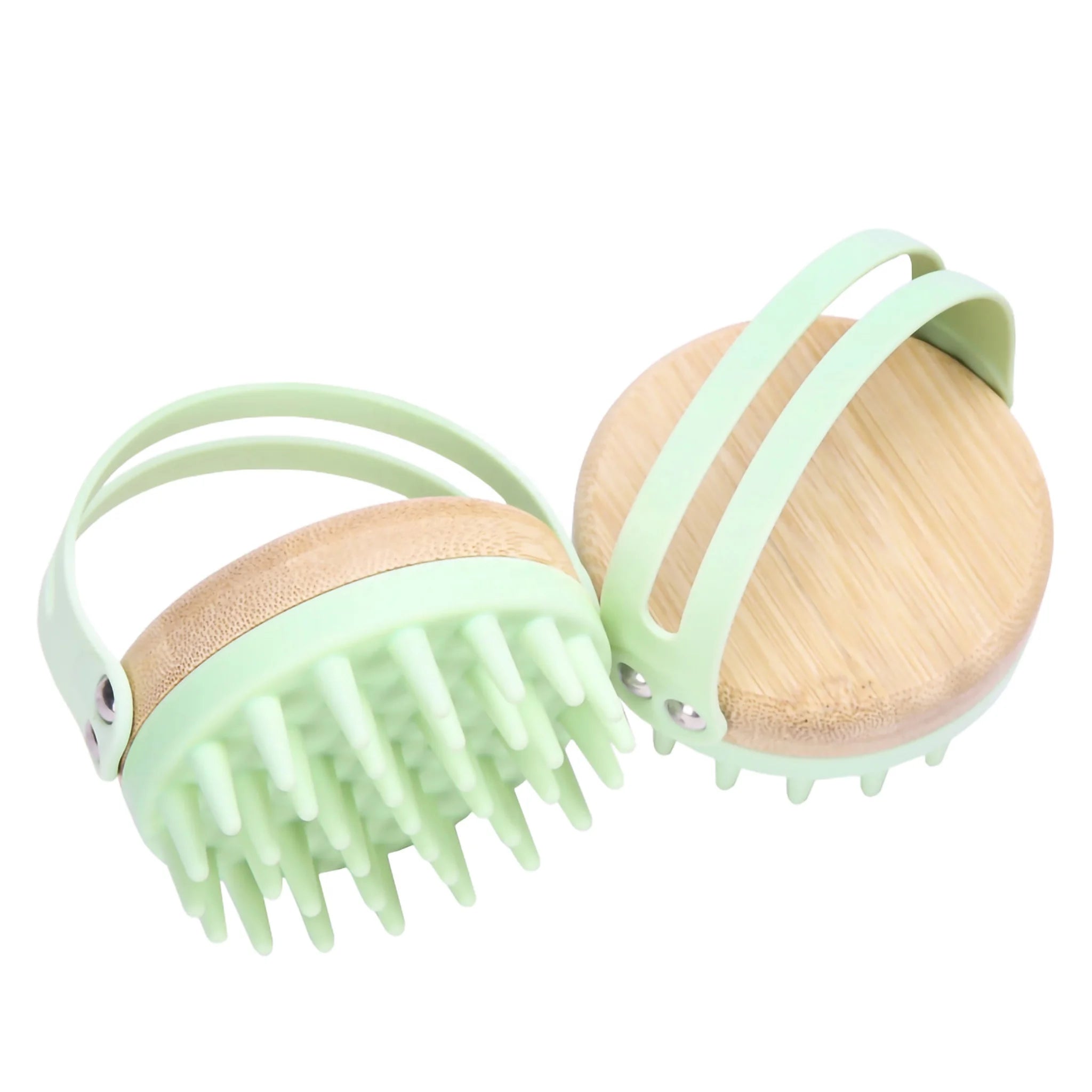 Bamboo Wet/Dry Hair Scalp Care Brush Soft Silicone Paddle Scalp Scrubber Exfoliator Shower Brush Shampoo Massager