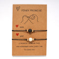 Hot Design Pinky Promise Bracelet Jewelry Gift 2Pcs Black and White Natural Lava Stone Couple Bracelet With Wish Card