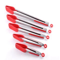 Japanese Kitchen BBQ Grill Clamps Spatula with Stainless Steel and Silicone Tongs Red Home Kitchen Wood Tongs