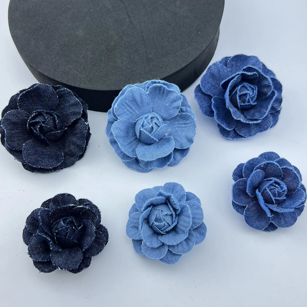 Premium Niche Denim 5cm Fabric Corsage Pin Handcrafted Flower Garment Accessory Flower Brooch