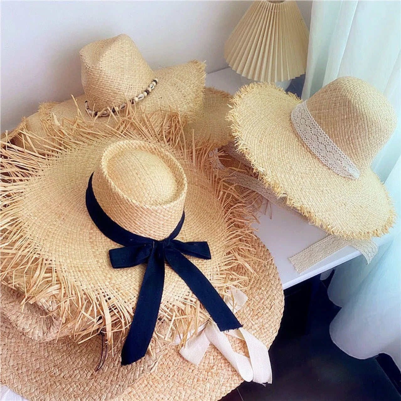 Summer Big Brim Raffia Straw Hats Beach Sunscreen Sun Visor Panama Straw Hat