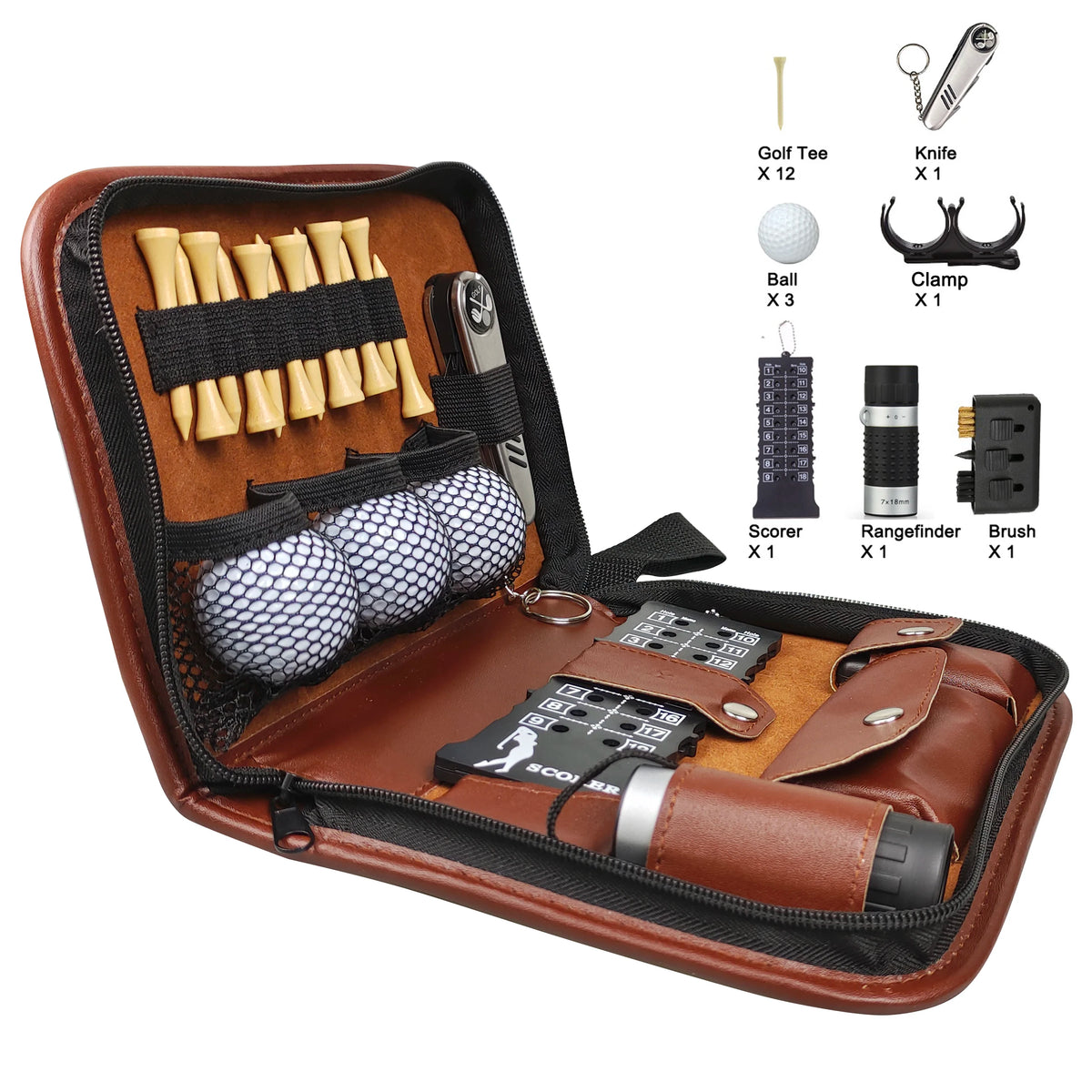 Portable Multifunction PVC Golf Accessories Pouch Set Tool Carrying Bag Light Brown Custom Logo Golf Gifts for Men and Women