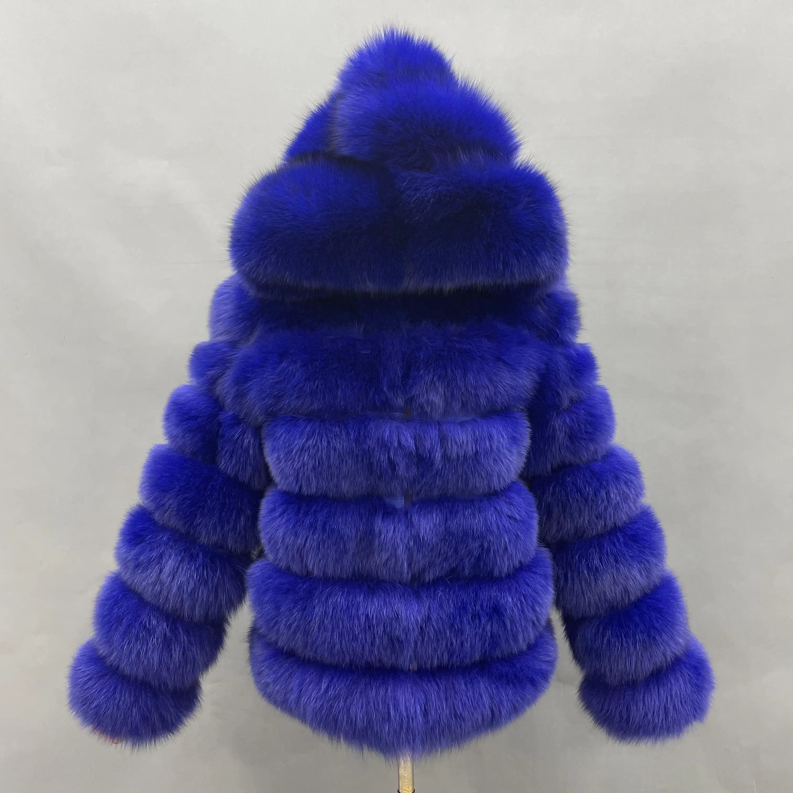 USA Fashion Fur Jacket Winter Bubble Womens Plus Size Hooded Fox Fur Coat