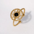 2026 Fashion Jewelry Wholesale Sunflower Stainless Steel Gold-plated Waterproof Open Ring