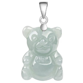 New Style Creativity Natural Stone Crystal Agate Carved Violent Bear Stainless Steel Pendant Necklace Gemstone Jewelry