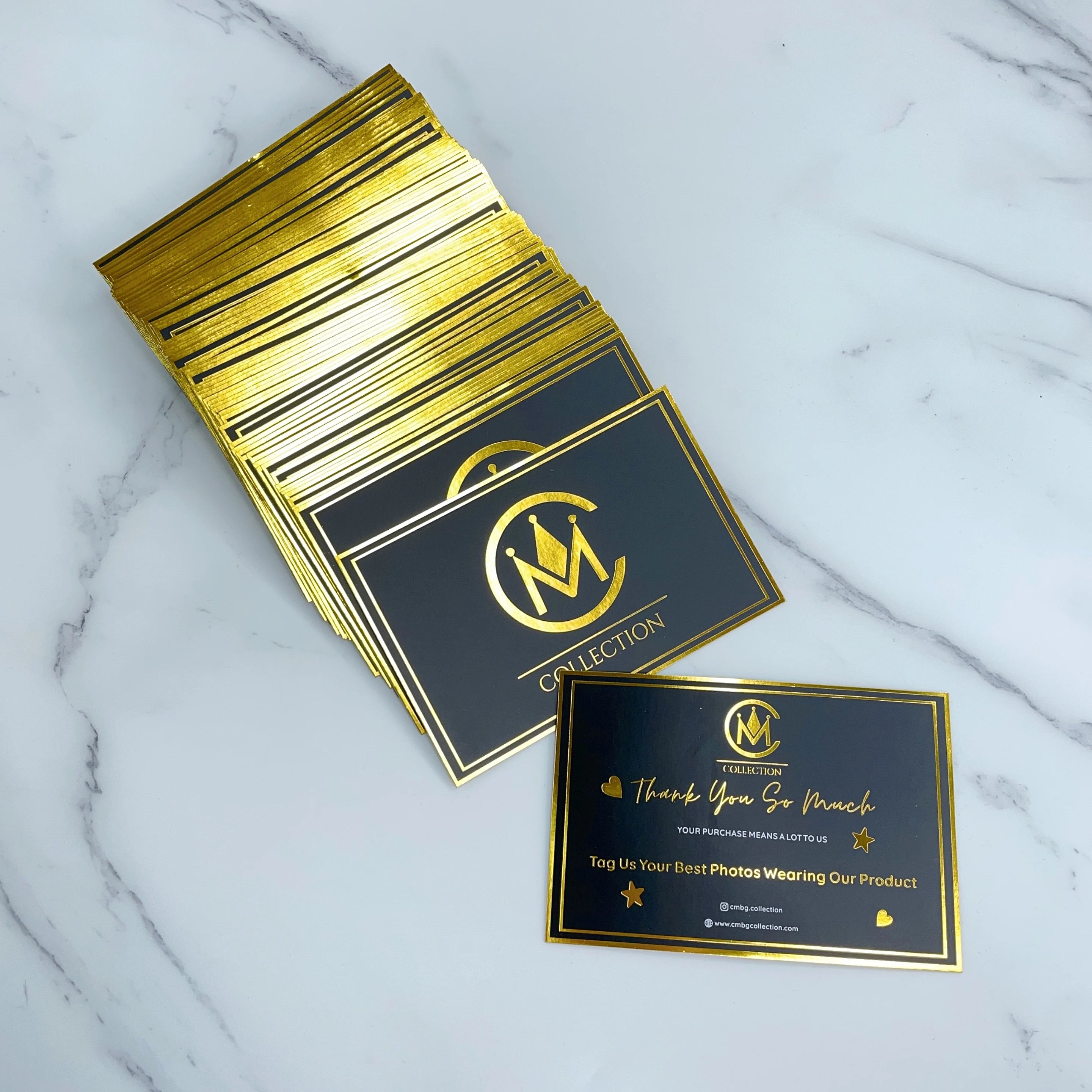 Custom Black Card Gold Foil Paper Thank You Cards with logo Custom Thank You Card Luxury for Business