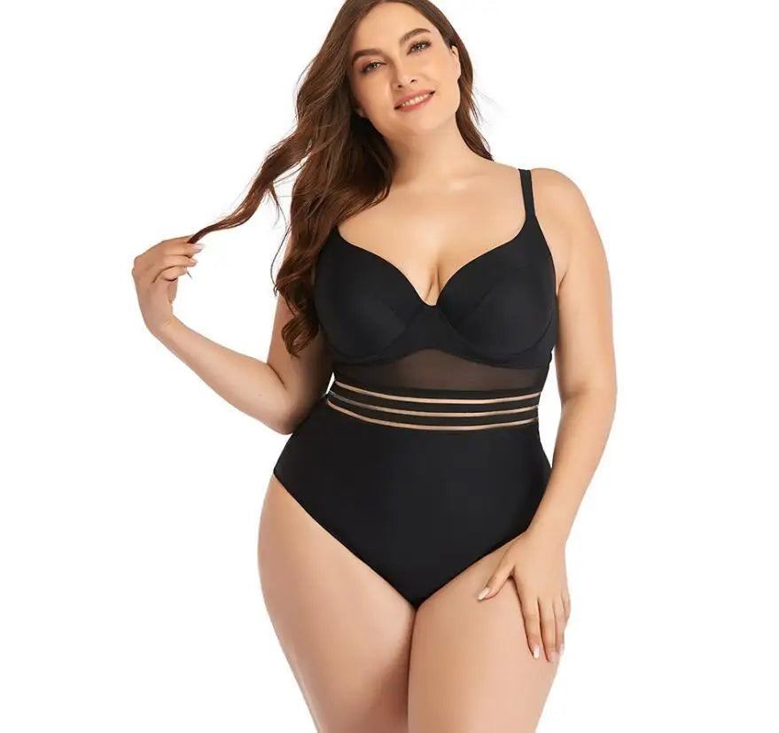 STOCK 6Colors Underwire Push up XXL Swimsuit Sexi Lady Plus Size One Piece Swimwear