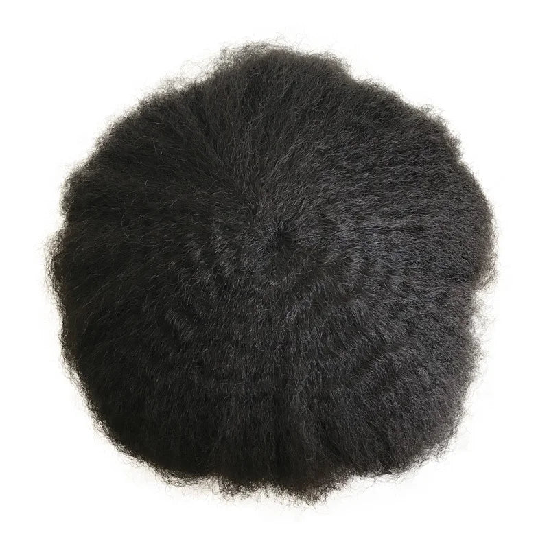 Black Men Afro Curly Natural Human Remy Hair Toupee with Wave 4mm 6mm 8mm 10mm 12mm 15mm Unit