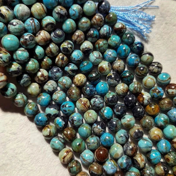 Natural Smooth Charm Gemstone Blue Opal Round Shape Loose Stone Beads for Jewelry Making