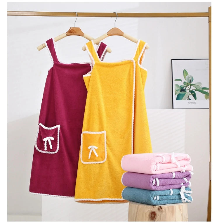 RTS Super Absorbent Fast Drying Women Wearable  Bath Towel Microfiber Terry Shower Linens Soft Wrap Around Towel Skirt
