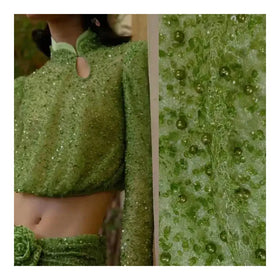 Hot Sale Stock Wedding Sequin Lace Fabric Sequin Embroidered Clothing Embroidery Bead Fabric