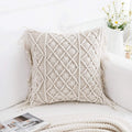 Macrame Cushion Woven Home Decorative Cushion Cover With Tassels Cotton Rope Handmade Macrame Pillow Decor Throw Pillow Cover