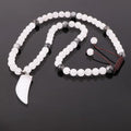 Classic Design Natural Stone Gemstone 8mm White Jade Beads Adjustable OX Horn Pendant Long Men Necklace