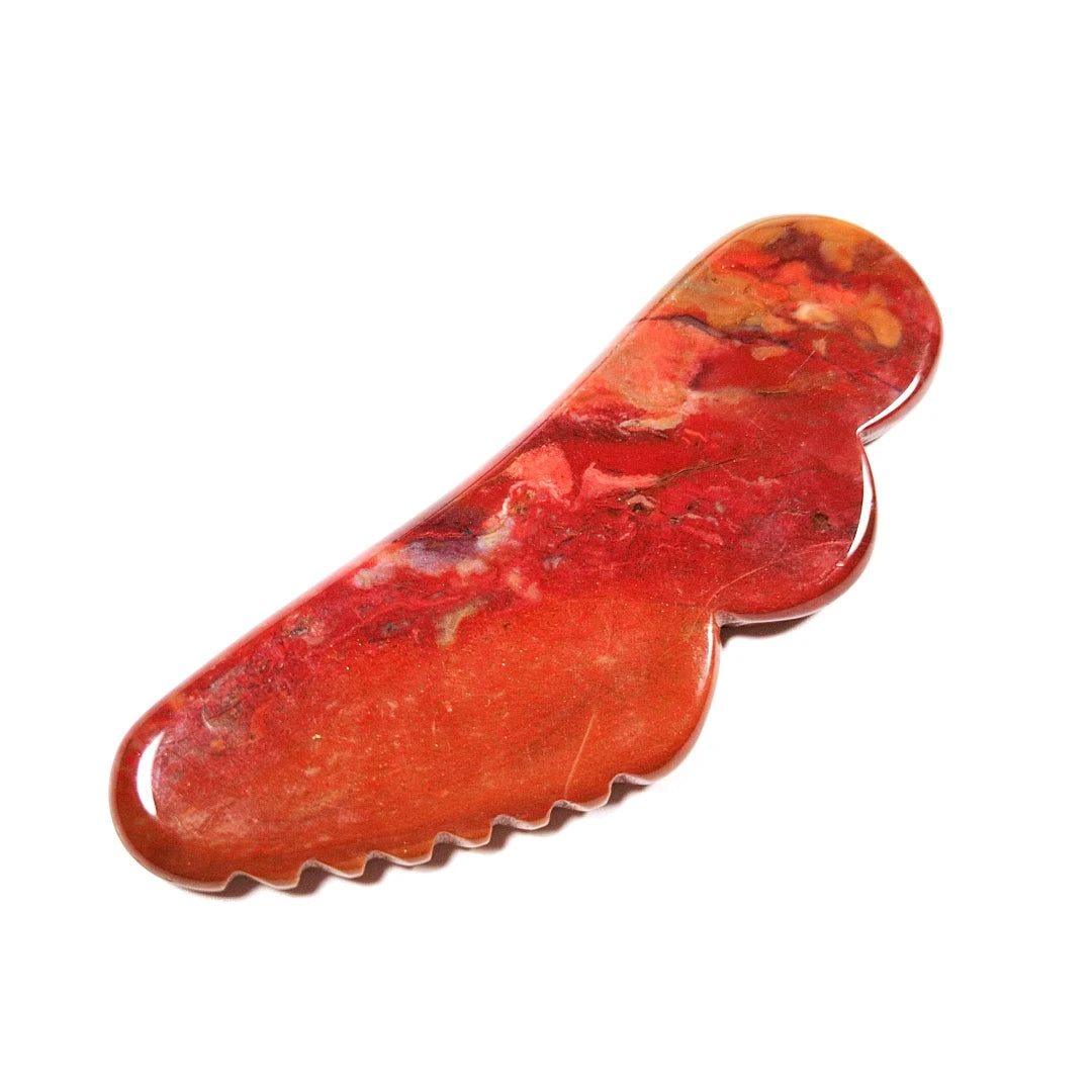 HY Chinese supplier jagged Mookaite jasper gua sha board for face wing guastone gua sha massage tool
