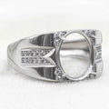 Sterling Silver 9*11mm Semi Mount Men's Ring Frame Empty Blank Claw Setting S925 Base Holder Without Center Stone for DIY Inlay