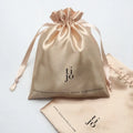 Wholesale Custom Logo Printing Golden Satin Jewelry Container Drawstring Bag for Earrings & Rings for Gifts
