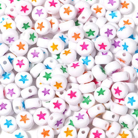 JC Wholesale Acrylic Drip Oil Hole Pentagram Loose Beads 4 * 7mm Flat Round Letter Beads Diy Children Beads