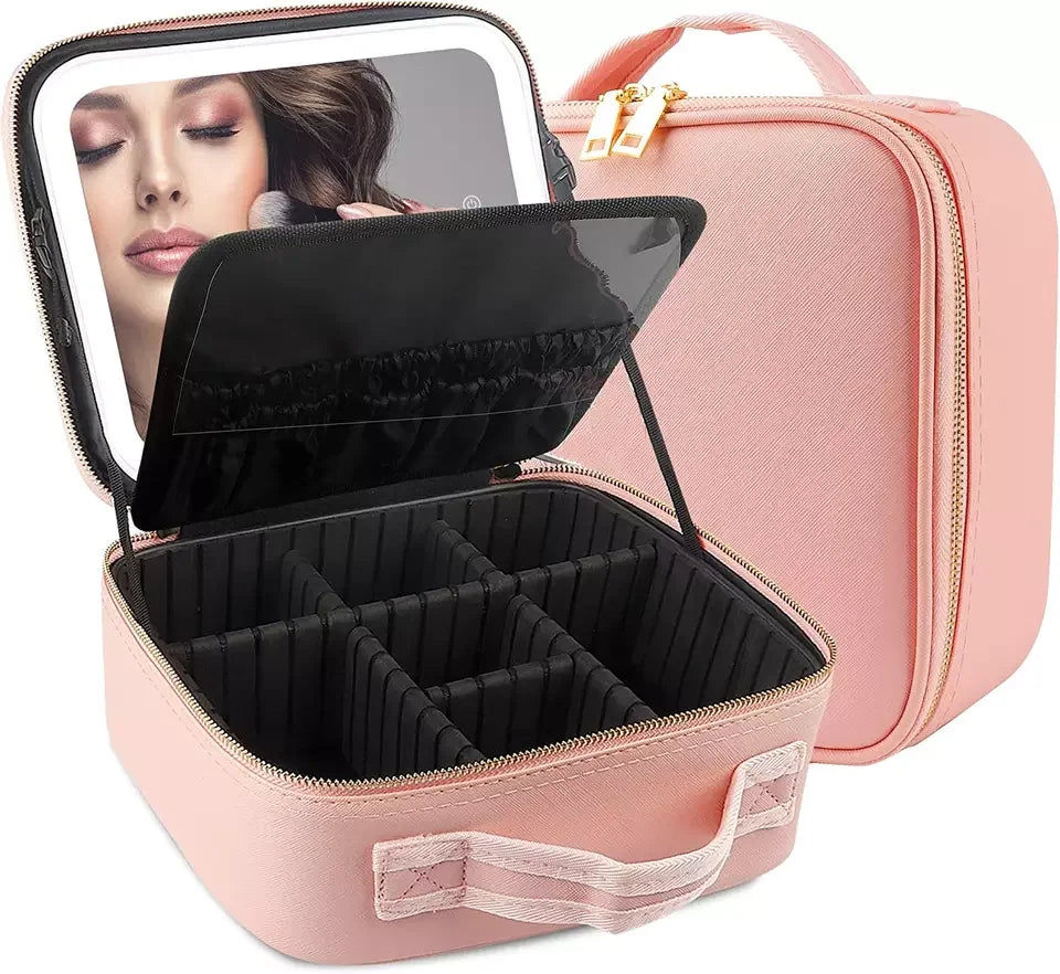 Professional Makeup Train Case Extra Large Cosmetic Organizer Box Makeup Organizer Jewelry Boxes with Adjustable Dividers