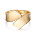 Chunky Polished-Finish Cuff Bangle Opening Wide-Grooved 18K Gold Plating Bracelet for Women Teen Girl