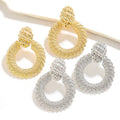 2025 New Arrival Fashion Jewelry Accessories Genuine Gold Plated Retro Big Punk Women Triangle Dangle Earrings Round Earring