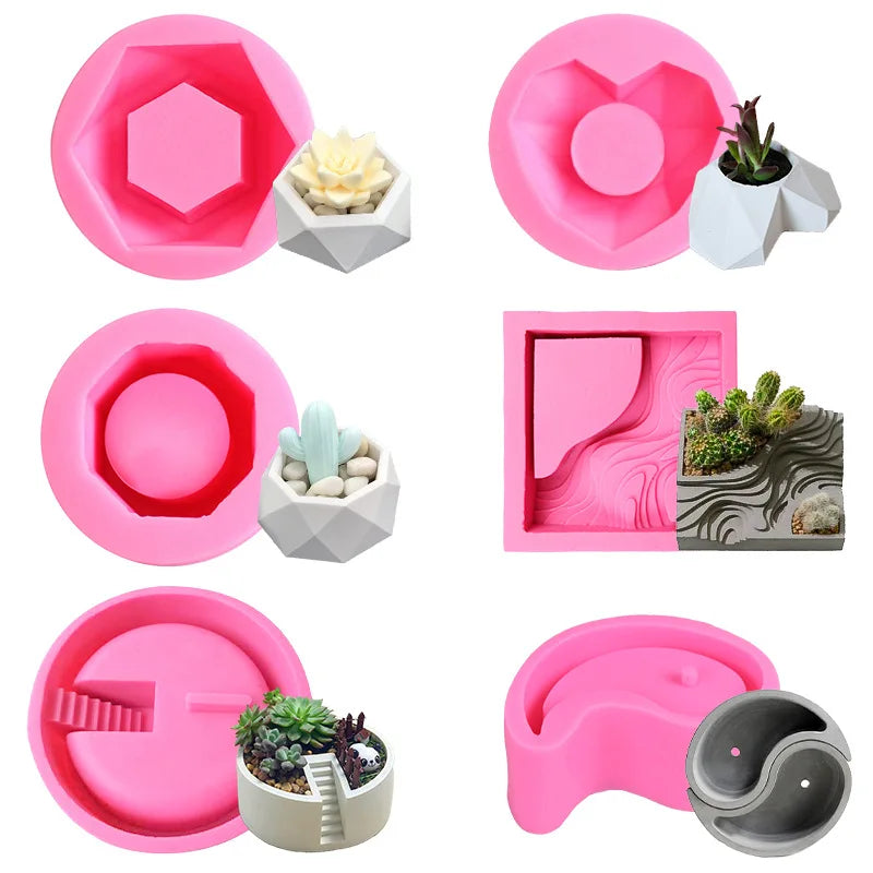 B-3320 DIY Ashtray Candle Holder Mould Cement Fleshy Flower Pot Mold