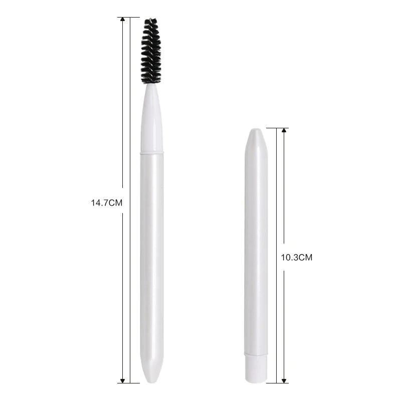 White Color Metal Handle Retractable Mascara Brush Eyelash Brush Makeup Brush Logo Private Label