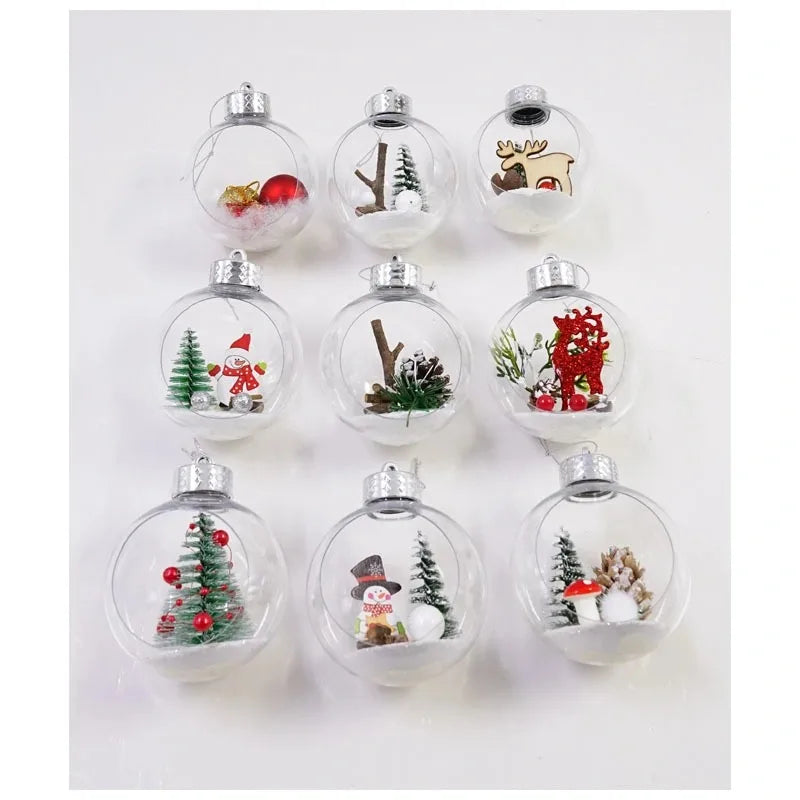 Wholesale Bulk Shatterproof Luxury Custom DIY Hanging Clear Snow Plastic Velvet Christmas Xmas Balls for Tree Ornaments