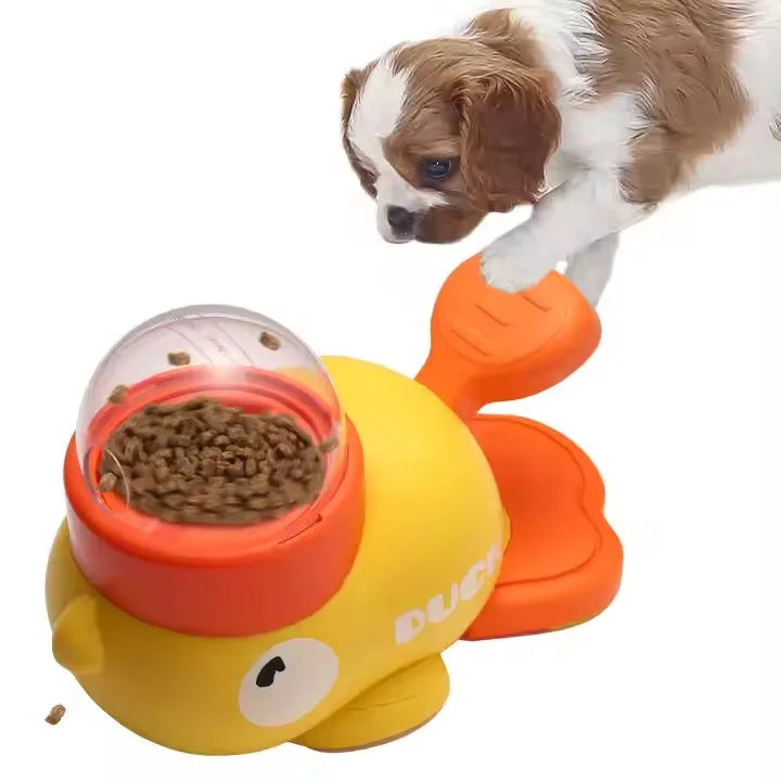 New Little Yellow Duck Automatic Feeder Eco-Friendly Interactive Pet Toy for Cats Dogs 2-in-1 Pets Smart Portable Feeder & Toy