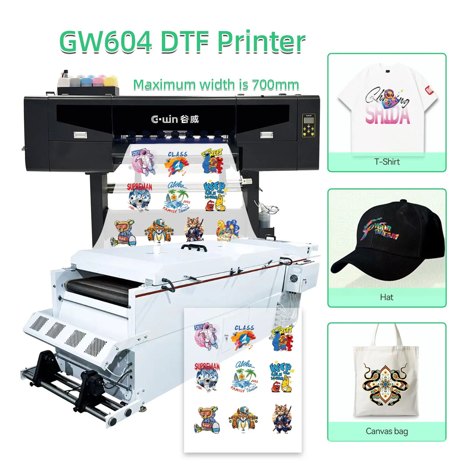 High Speed 22sqm/h Use Pet Film Printing 24inch Dtf Printer 60cm 4 Heads Printing Machine