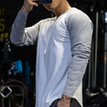 Fashion Sports Leisure Long Sleeved T Shirt Mens Round Neck Fitness Breathable Trend Top Solid Color Bottoming Shirt