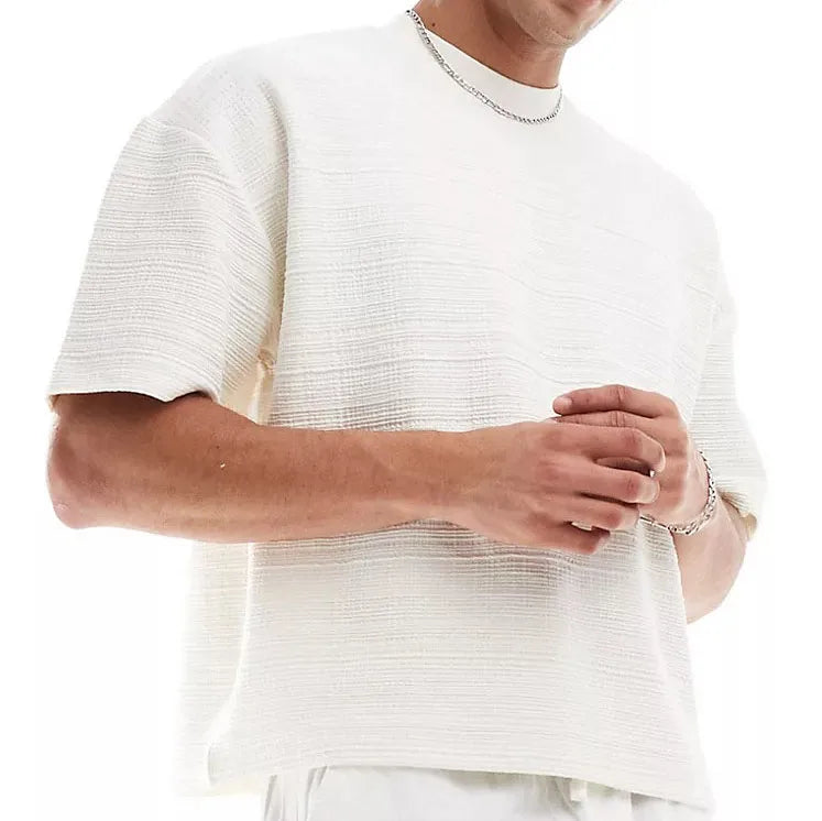 Hot Sale Oversized Fit Drop Shoulders Tshirt Custom Men's Streetwear Blank Jersey Cropped T Shirt Men